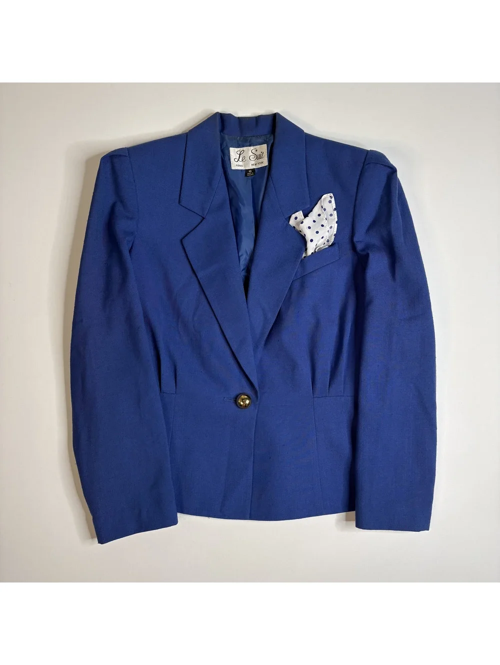 Vintage Le Suit Royal Blue Skirt Suit Set Blazer Midi Skirt